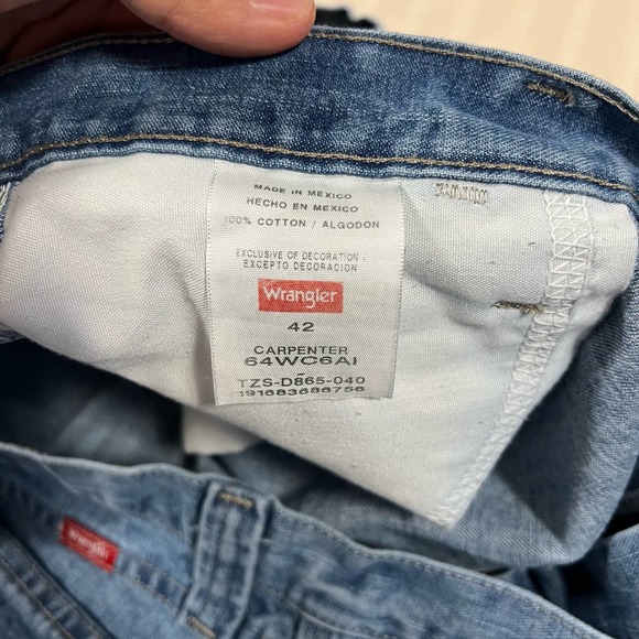 Wrangler 42 Medium Wash Carpenter Work Utility Denim Blue Jean Shorts - Picture 7 of 7